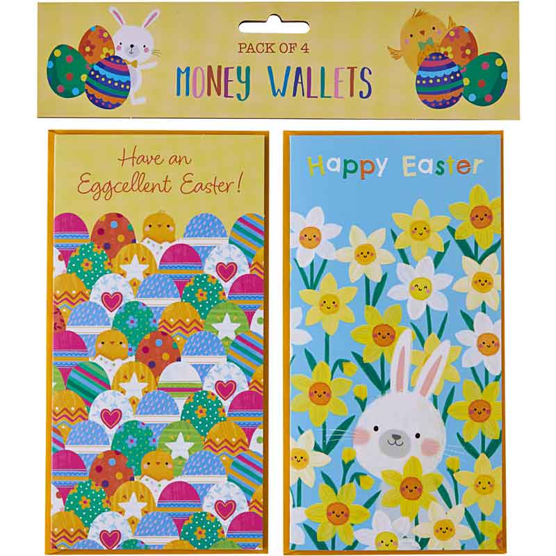 4PK DAFFODILS/EGGS EASTER MONEY WALLETS 12S
