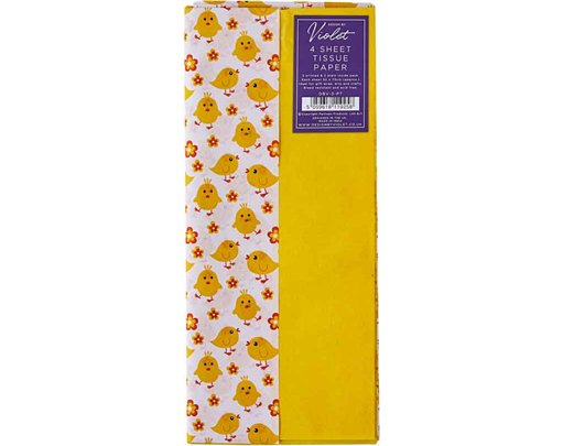 4PK EASTER CHICK PRINTED TISSUE SHEETS 12S
