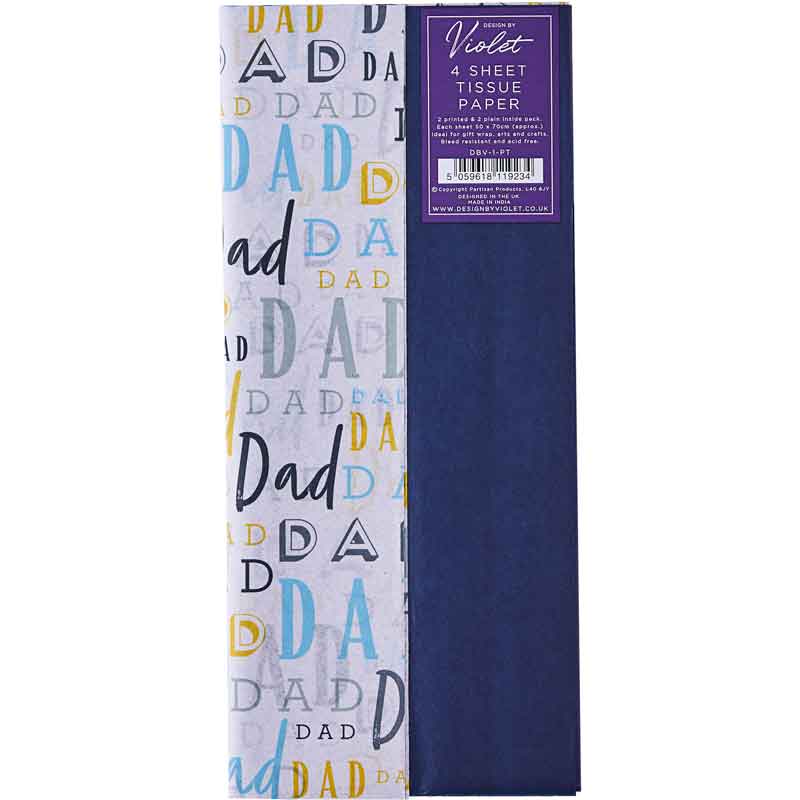 4PK DAD PRINTED TISSUE SHEETS 12S