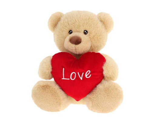 30cm KEELECO BROWN BARNEY BEAR WITH HEART