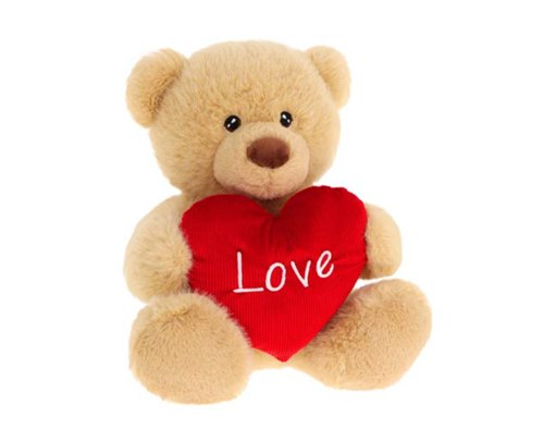 35cm KEELECO BROWN BARNEY BEAR WITH HEART