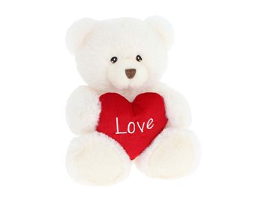 25cm KEELECO CREAM HARRY BEAR WITH HEART