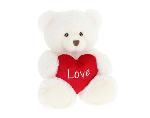 25cm KEELECO CREAM HARRY BEAR WITH HEART