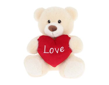 20cm KEELECO CREAM BARNEY BEAR WITH HEART