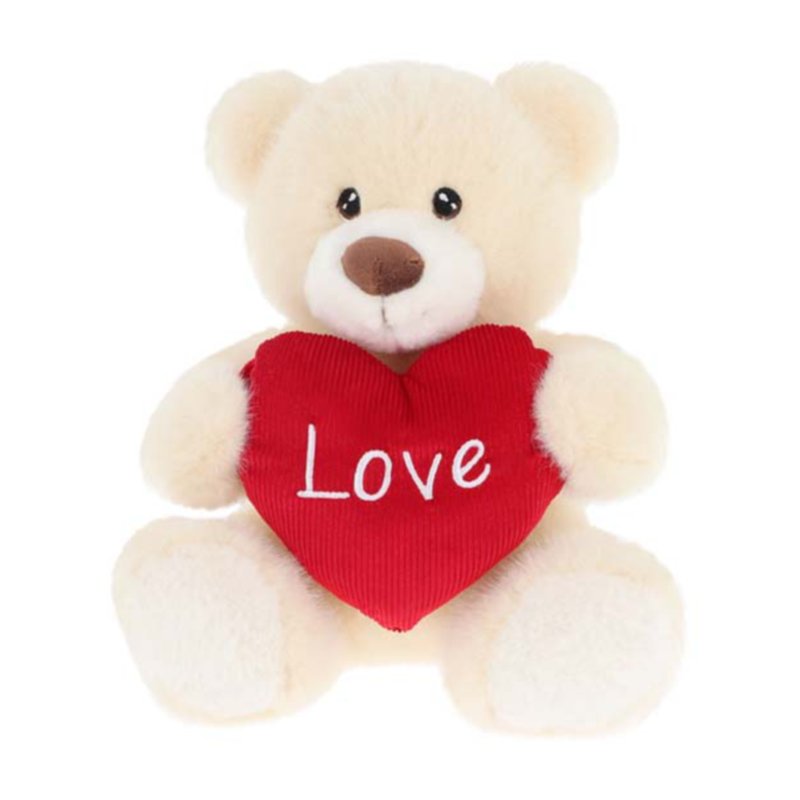 20cm KEELECO CREAM BARNEY BEAR WITH HEART