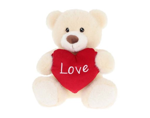 20cm KEELECO CREAM BARNEY BEAR WITH HEART