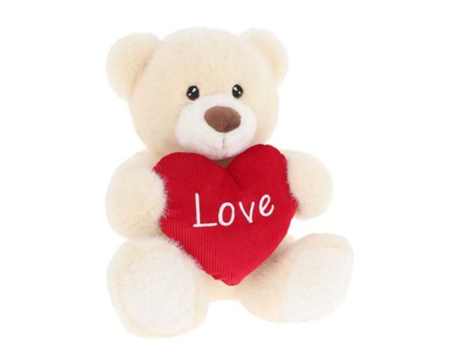 30cm KEELECO CREAM BARNEY BEAR WITH HEART