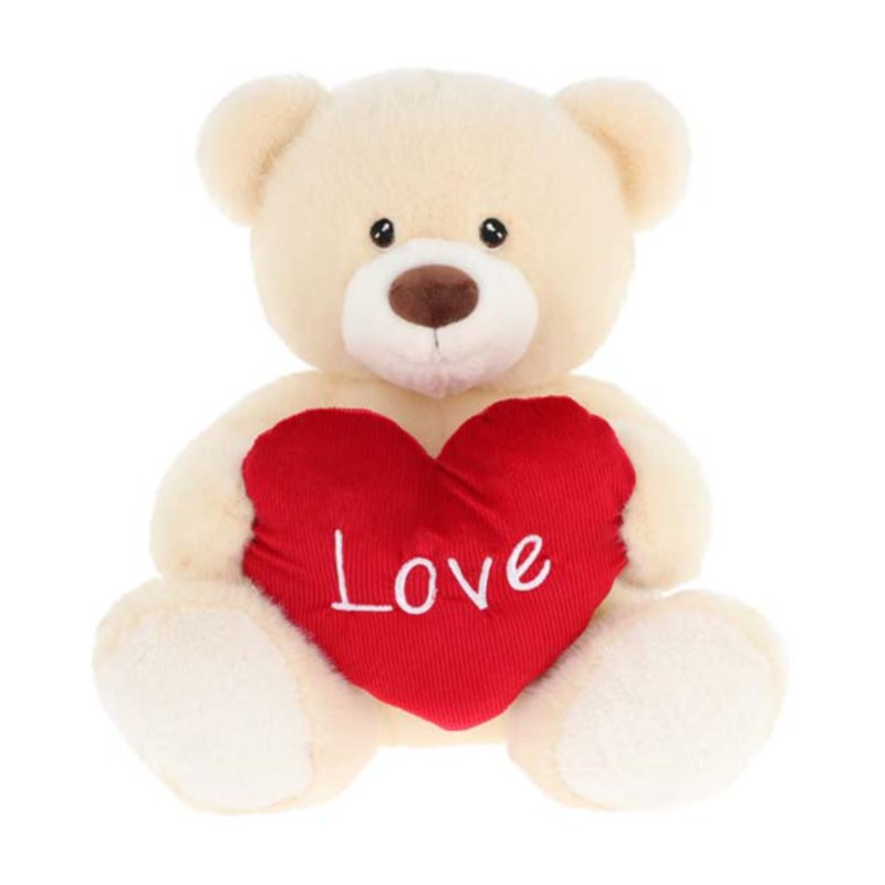 35cm KEELECO CREAM BARNEY BEAR WITH HEART