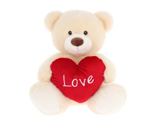 35cm KEELECO CREAM BARNEY BEAR WITH HEART