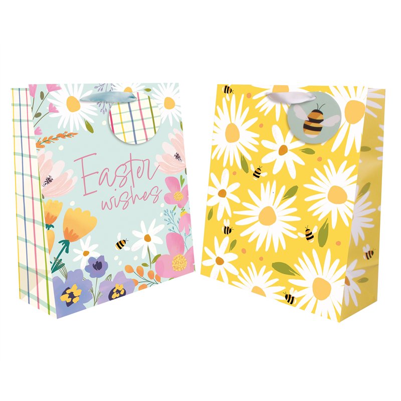 EASTER LARGE FLORAL GIFT BAG 12S