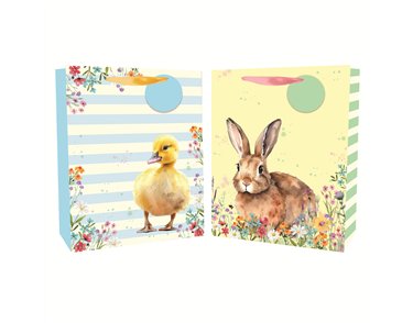 EASTER LARGE WATER COLOUR GIFT BAG 12S