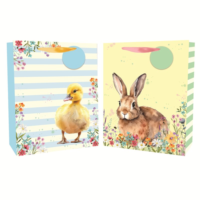 EASTER LARGE WATER COLOUR GIFT BAG 12S