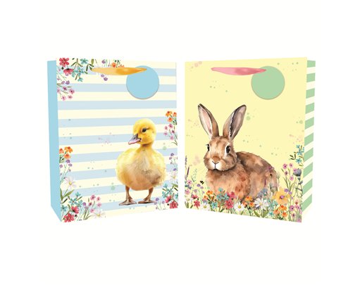 EASTER LARGE WATER COLOUR GIFT BAG 12S