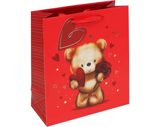 CUTE BEAR VALENTINES MEDIUM GIFT BAG 12S
