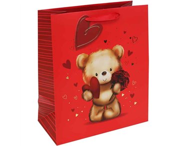 CUTE BEAR VALENTINES LARGE GIFT BAG 12S