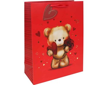 CUTE BEAR VALENTINES XLG GIFT BAG 12S