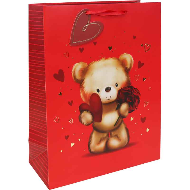 CUTE BEAR VALENTINES XLG GIFT BAG 12S