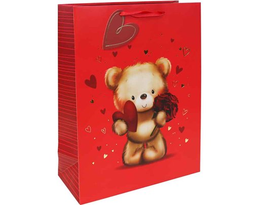 CUTE BEAR VALENTINES XLG GIFT BAG 12S