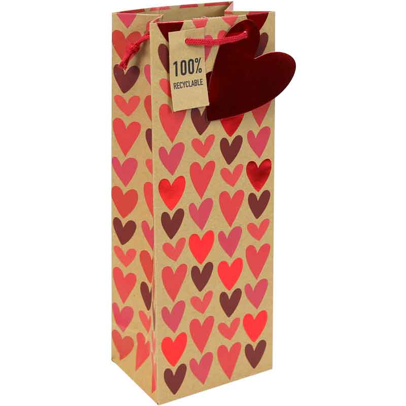 KRAFT HEARTS VALENTINES BOTTLE BAG 12S