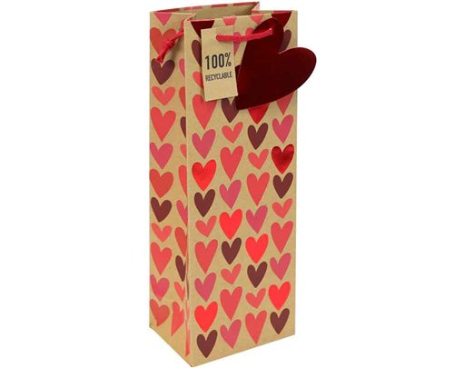 KRAFT HEARTS VALENTINES BOTTLE BAG 12S