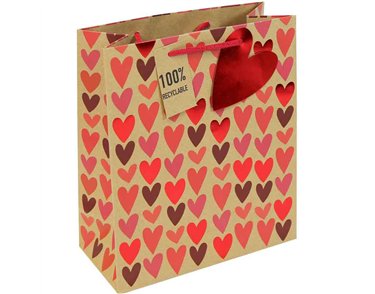 KRAFT HEARTS VALENTINES MEDIUM GIFT BAG 12S