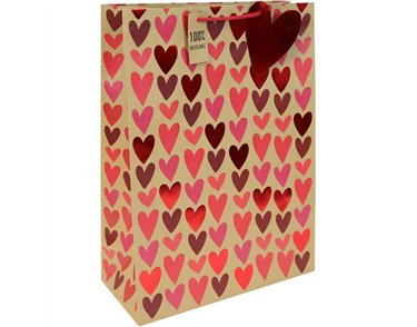 KRAFT HEARTS VALENTINES XLG GIFT BAG 12S