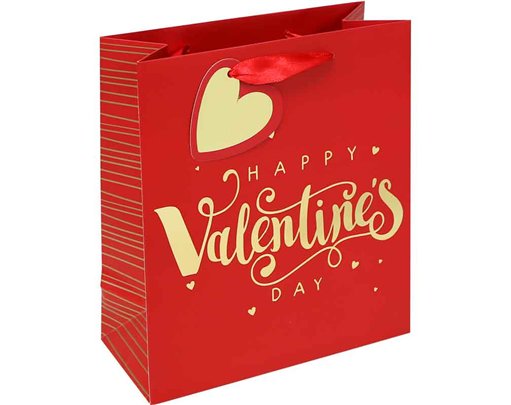 HAPPY VALENTINES DAY TEXT MEDIUM GIFT BAG 12S