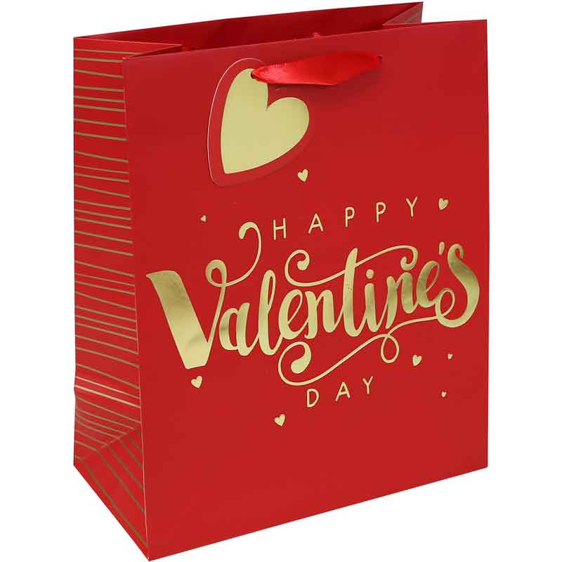 HAPPY VALENTINES DAY TEXT LARGE GIFT BAG 12S