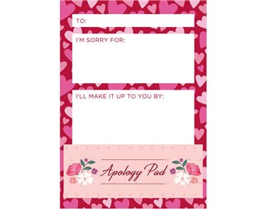 VALENTINES APOLOGY NOTEPAD