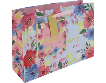 MOTHERS DAY FLORAL SHOPPER GIFT BAG WITH CARD 12S