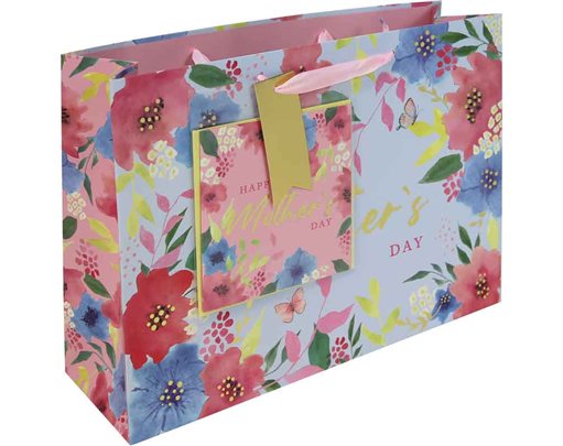 MOTHERS DAY FLORAL SHOPPER GIFT BAG WITH CARD 12S