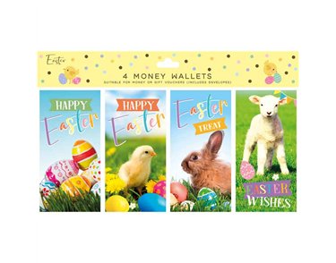 4PK PHOTOGRAPHIC EASTER MONEY WALLETS 12S
