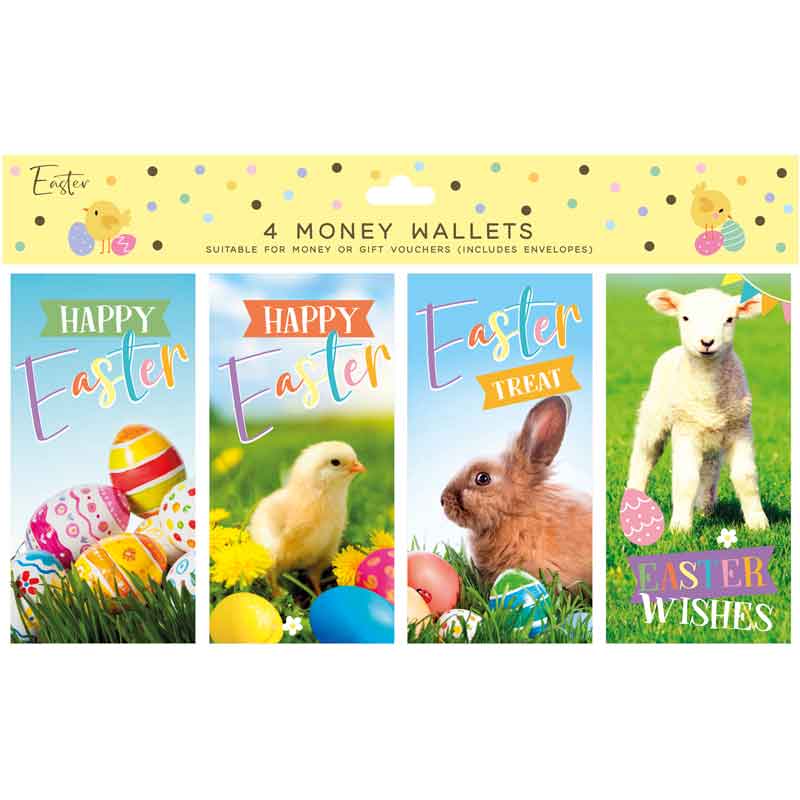 4PK PHOTOGRAPHIC EASTER MONEY WALLETS 12S