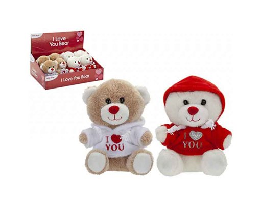 5in 2ASST I LOVE YOU BEAR WITH HOODY 12S