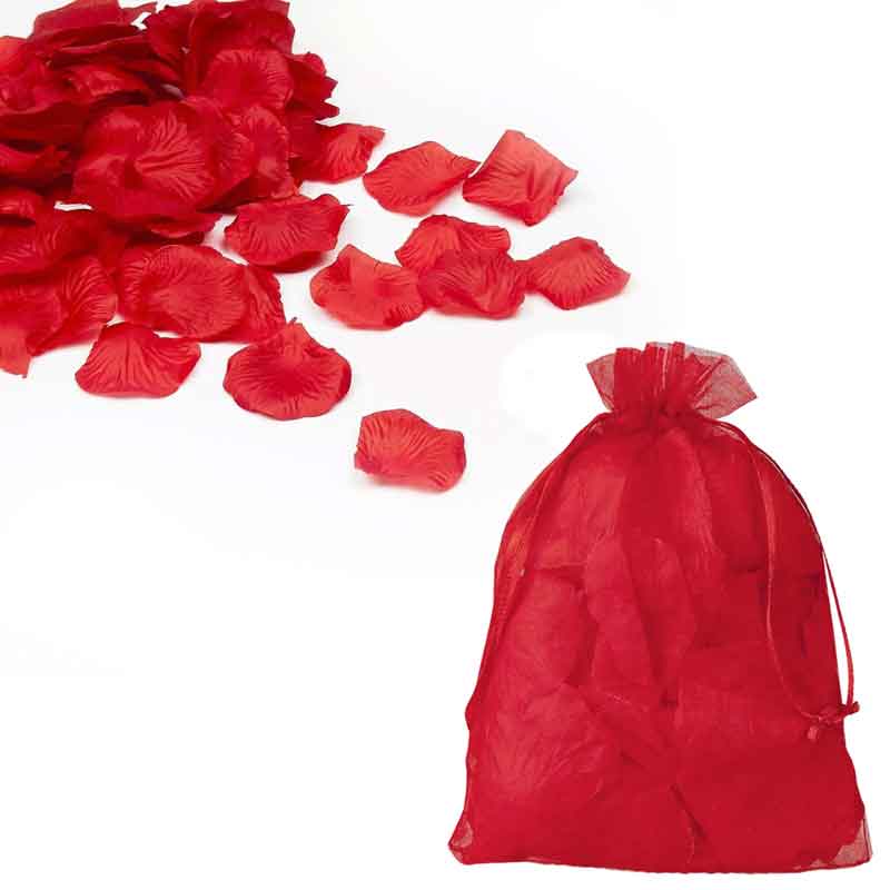160PC FABRIC RED PETALS IN ORGANZA BAG