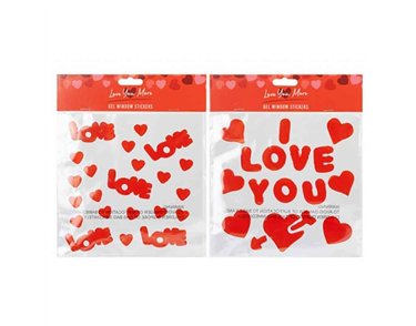 2ASST VALENTINES GEL WINDOW STICKERS