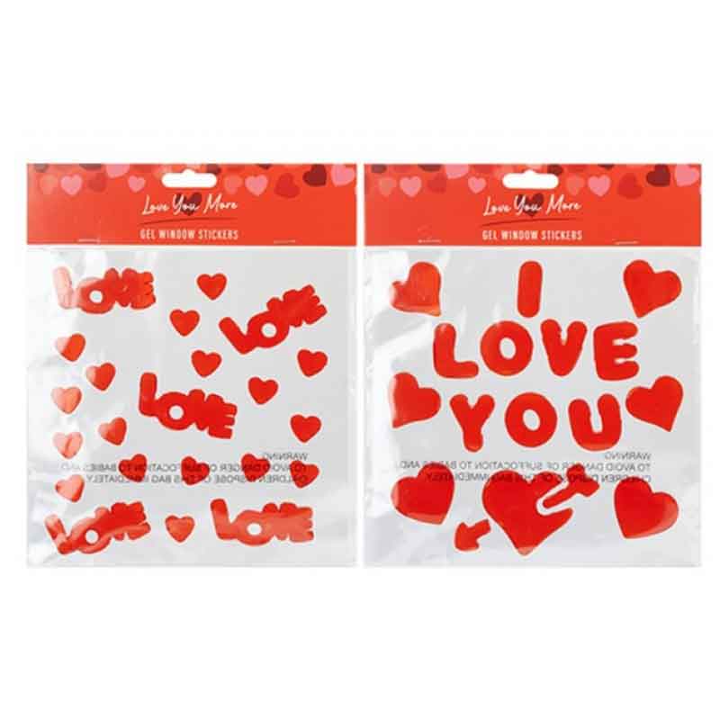 2ASST VALENTINES GEL WINDOW STICKERS
