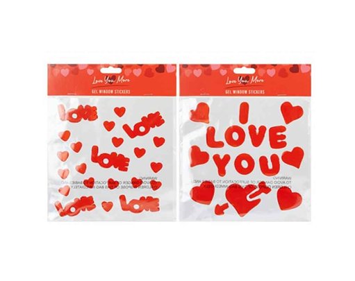 2ASST VALENTINES GEL WINDOW STICKERS