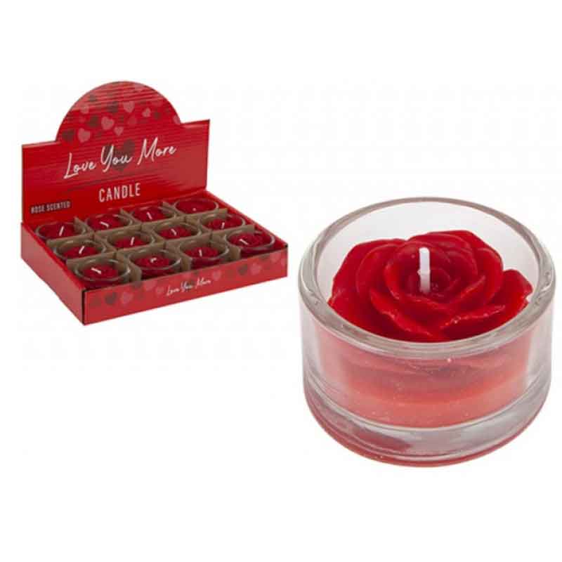 SCENTED ROSE CANDLE IN GLASS 12S