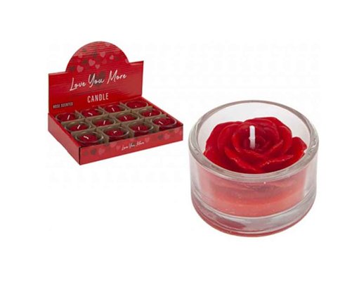 SCENTED ROSE CANDLE IN GLASS 12S