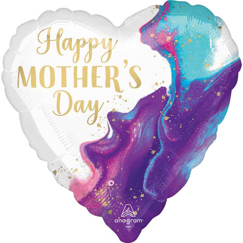 28in HEART MOTHER'S DAY ALLURING MARBLE JUMBO FOIL BALLOON