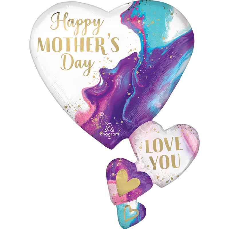 MOTHER'S DAY ALLURING MARBLE HEARTS SUPERSHAPE