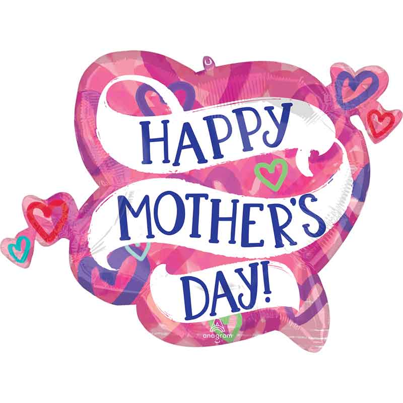 HAPPY MOTHERS DAY LAYERED HEARTS SUPERSHAPE FOIL BALLOON