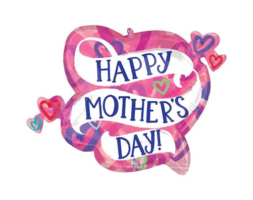 HAPPY MOTHERS DAY LAYERED HEARTS SUPERSHAPE FOIL BALLOON