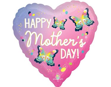 18in HEART HAPPY MOTHERS DAY VIBRANT FLUTTERS FOIL BALLOON