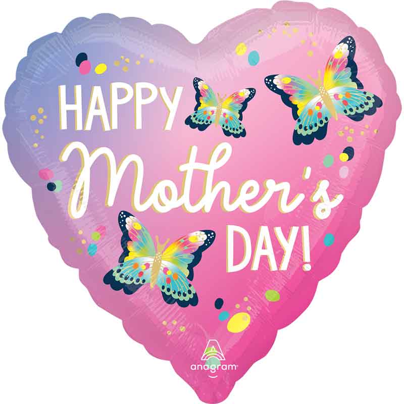 18in HEART HAPPY MOTHERS DAY VIBRANT FLUTTERS FOIL BALLOON
