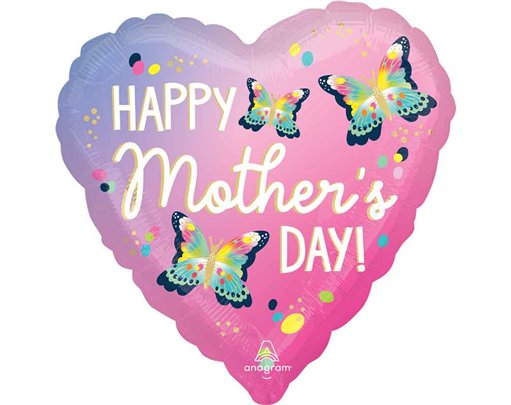 18in HEART HAPPY MOTHERS DAY VIBRANT FLUTTERS FOIL BALLOON