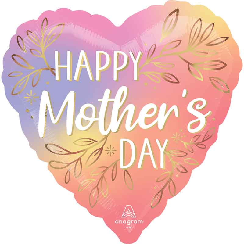 18in HEART HAPPY MOTHERS DAY BOTANICAL TRACES FOIL BALLOON