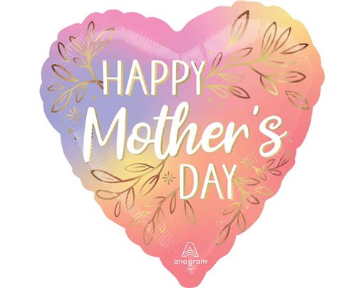 18in HEART HAPPY MOTHERS DAY BOTANICAL TRACES FOIL BALLOON