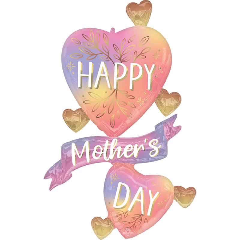 HAPPY MOTHERS DAY BOTANICAL TRACES HEARTS MULTI-BALLOON